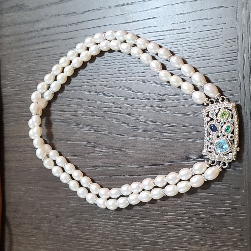 Judith Ripka 925 SS Pearl Necklace